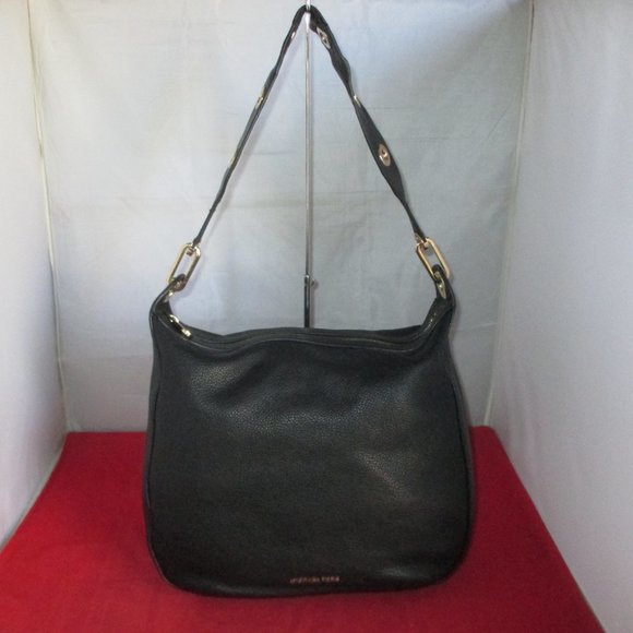 Michael Kors Raven Large Leather Shoulder Bag $348 Black #048 - Picture 1 of 16